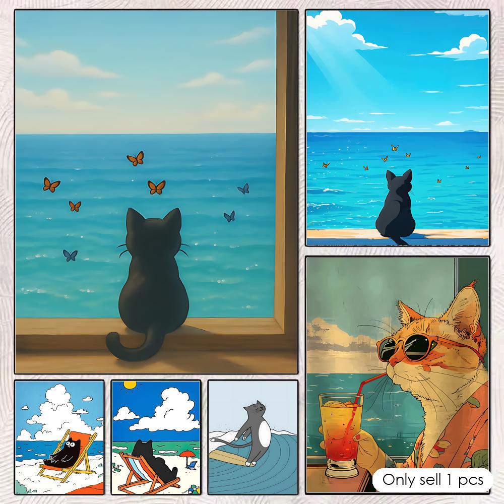 Cat on Beach Poster Wall Art R - Esports Gaming Wallpaper recensione e prezzo